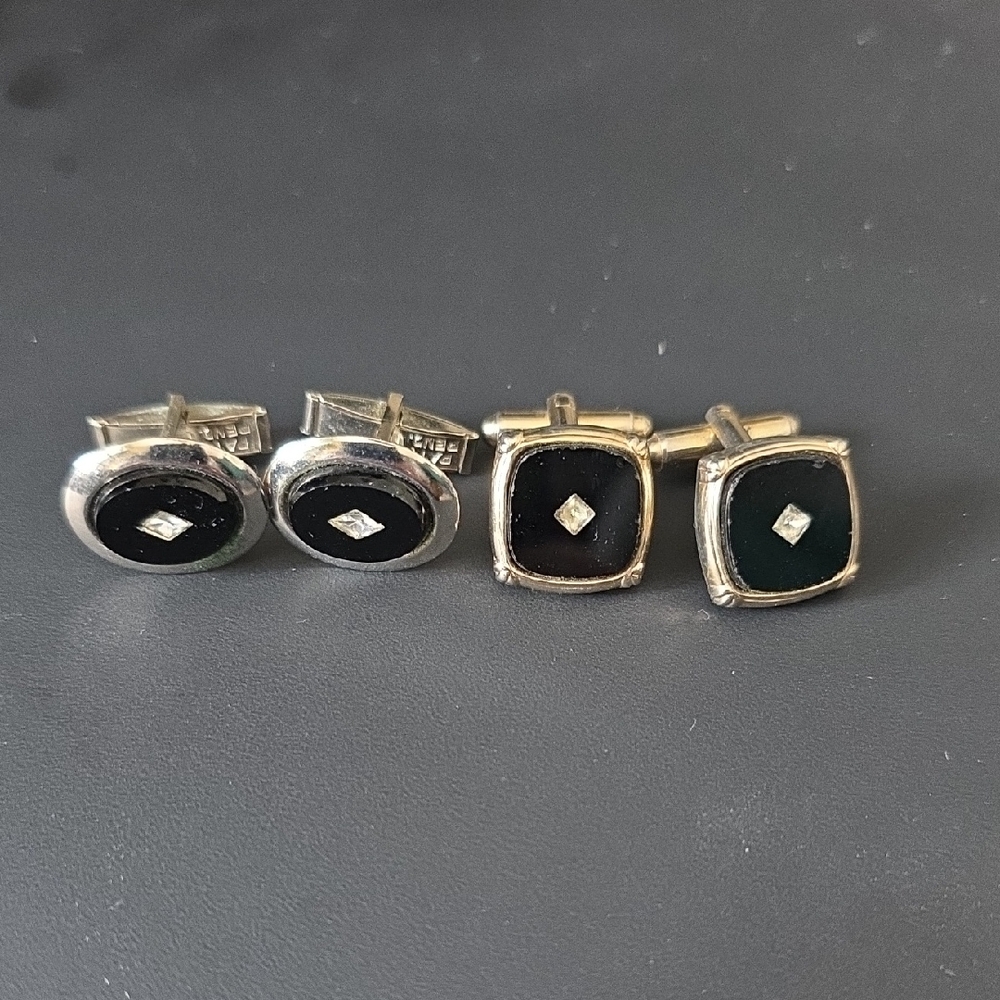 Sophisticated Black and Silver Cufflinks Set